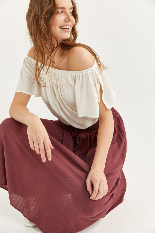 Springfield Long Striped Maxi Skirt, Small, Red