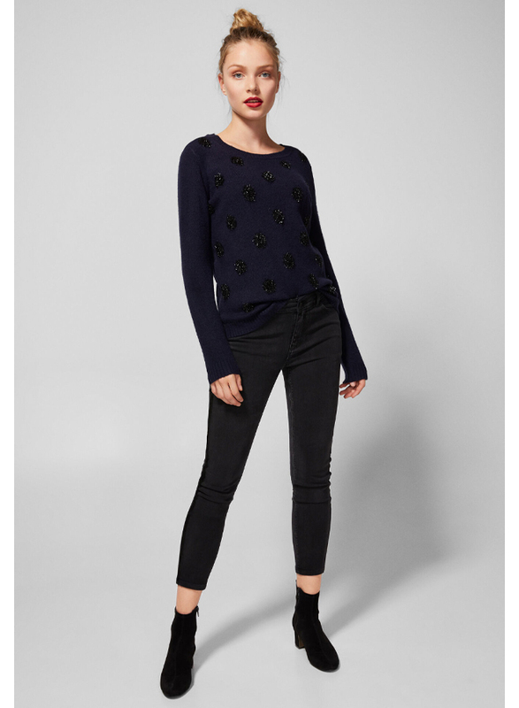 Springfield Fancy Denim Jeans for Women, 38 EU, Black