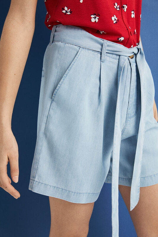 Springfield Denim Bermuda Shorts for Women, 40 EU, Medium Blue