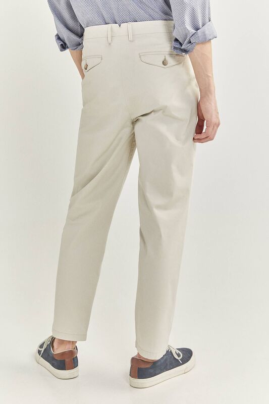 Springfield Relaxed Fit Pleated Chinos for Men, 40 EU, White