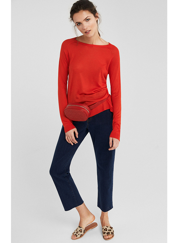 Springfield Long Sleeve Round Neck Knit Sweatshirt for Women, Medium, Orange