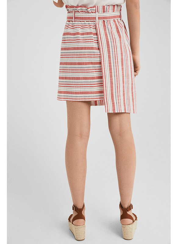 Springfield Striped Mini Skirt, Large, Wine Red