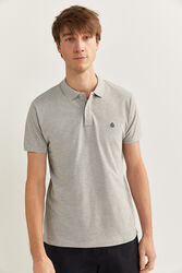 Springfield Short Sleeve Slim Fit Pique Polo Shirt for Men, Large, Grey