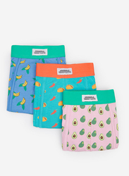 Springfield 3-Piece All Over Printed Underwear Set for Men, Pink/Green/Blue, Small