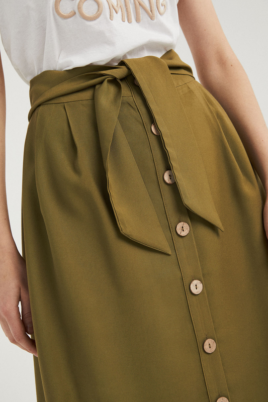 Springfield Midi Skirt for Women, Medium, Green