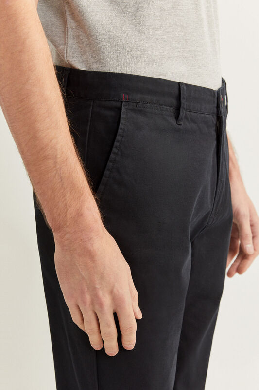 Springfield Straight Fit Chinos for Men, 44 EU, Black