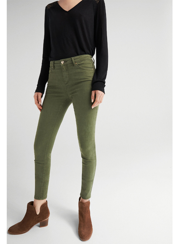 Springfield Fancy Denim Jeans for Women, 36 EU, Green