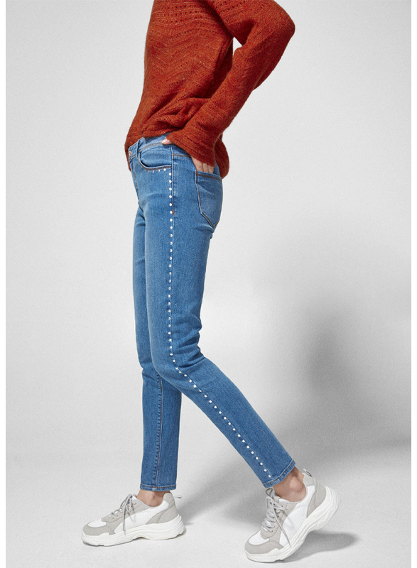 Springfield Fancy Denim Jeans for Women, 38 EU, Medium Blue