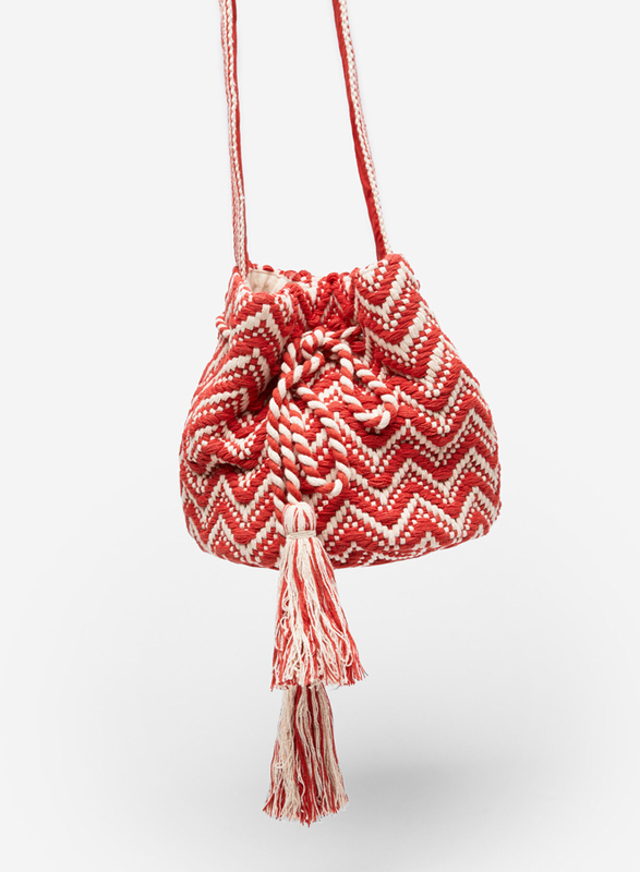 Springfield Zig Zag Motif Crossbody Bag for Women, Red/White