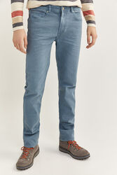 Springfield 5-Pocket Slim Fit Washed Colored Trousers for Men, 28 EU, Medium Blue