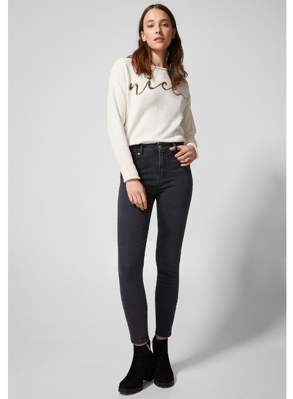 Springfield Fancy Denim Jeans for Women, 36 EU, Black