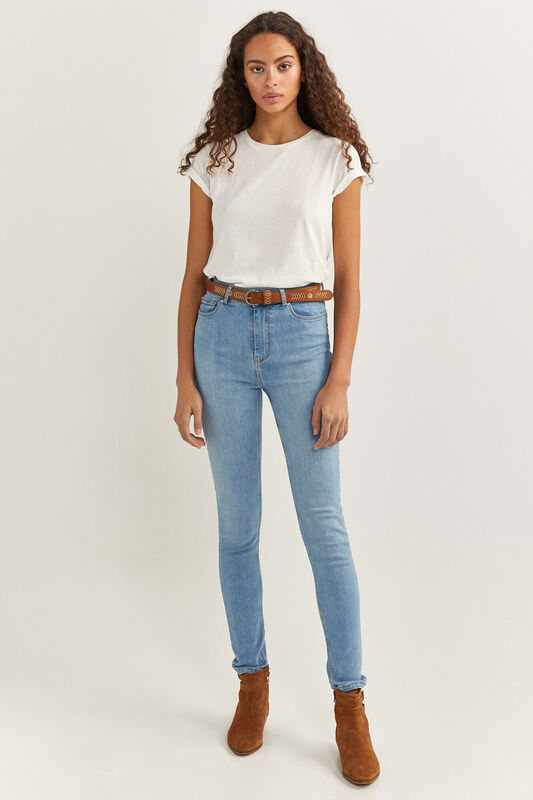 Springfield Sculpt High Rise Jeans for Women, 36 EU, Light Blue