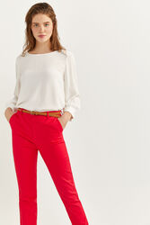 Springfield Long Sleeve Blouse with Gold Button for Women, 36 EU, White