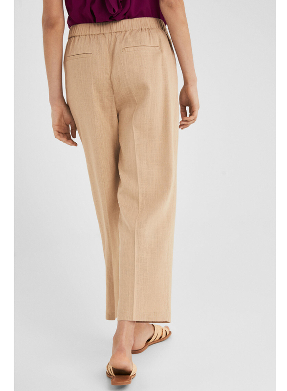 Springfield Cotton Fancy Pant for Women, 38 EU, Beige/Camel