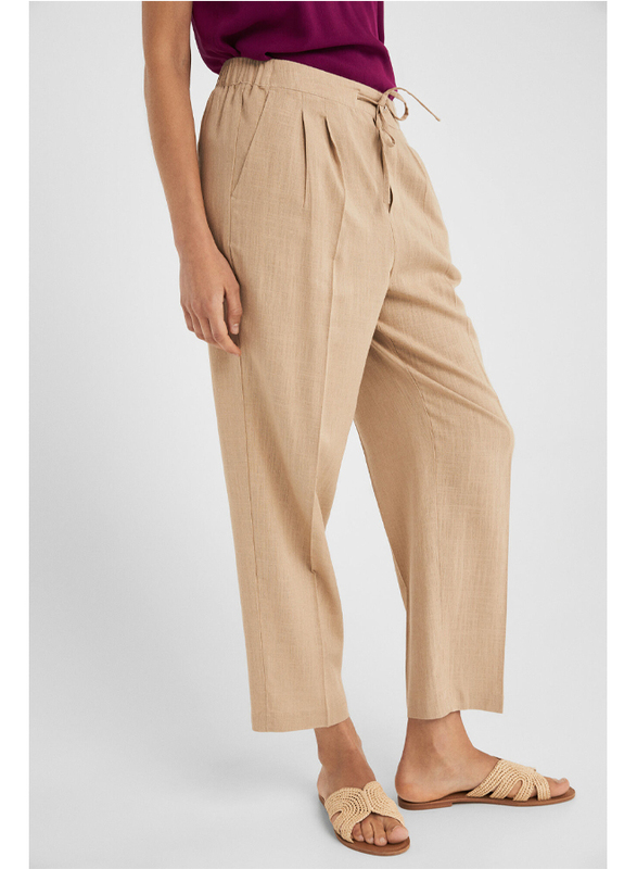 Springfield Cotton Fancy Pant for Women, 38 EU, Beige/Camel