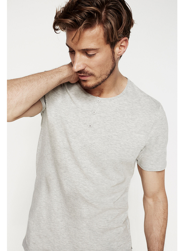 Springfield Short Sleeve SPF Henley Neck T-Shirt for Men, Extra Small, Dark Grey