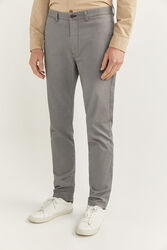 Springfield Textured Straight Fit Chinos for Men, 38 EU, Light Grey
