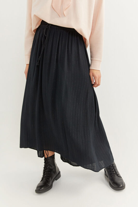 Springfield Long Striped Maxi Skirt, Small, Black