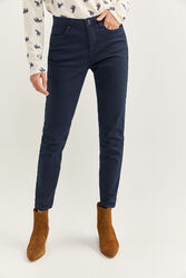 Springfield Slim Fit Cropped Denim Trousers for Women, 38 EU, Blue