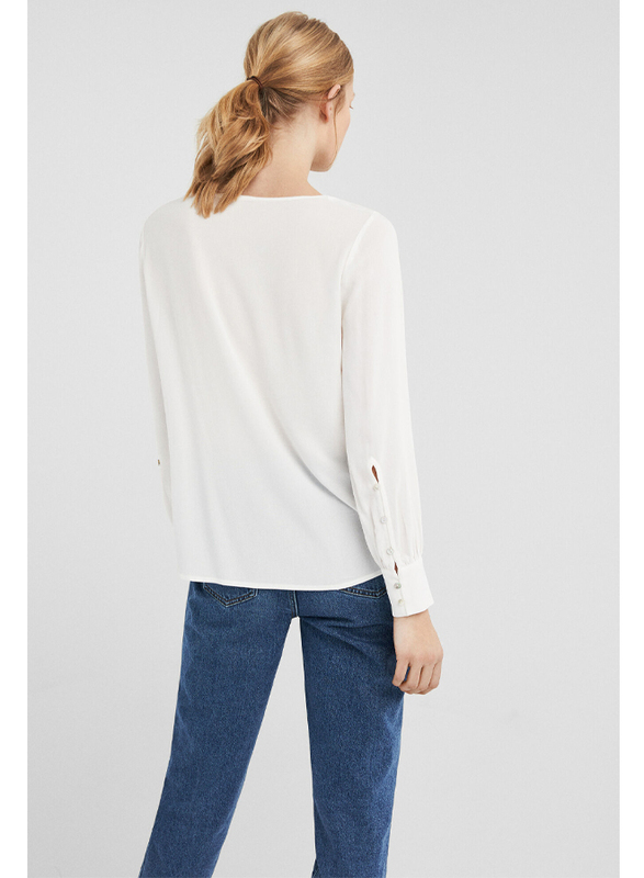 Springfield Plain Long Sleeve Round Neck Blouse for Women, 36 EU, Multicolor