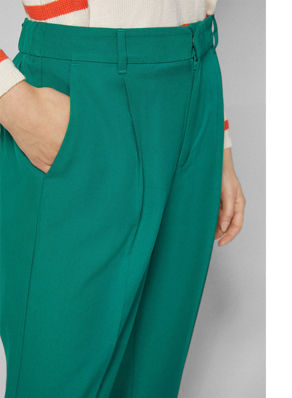 Springfield Cotton Fancy Pant for Women, 38 EU, Green