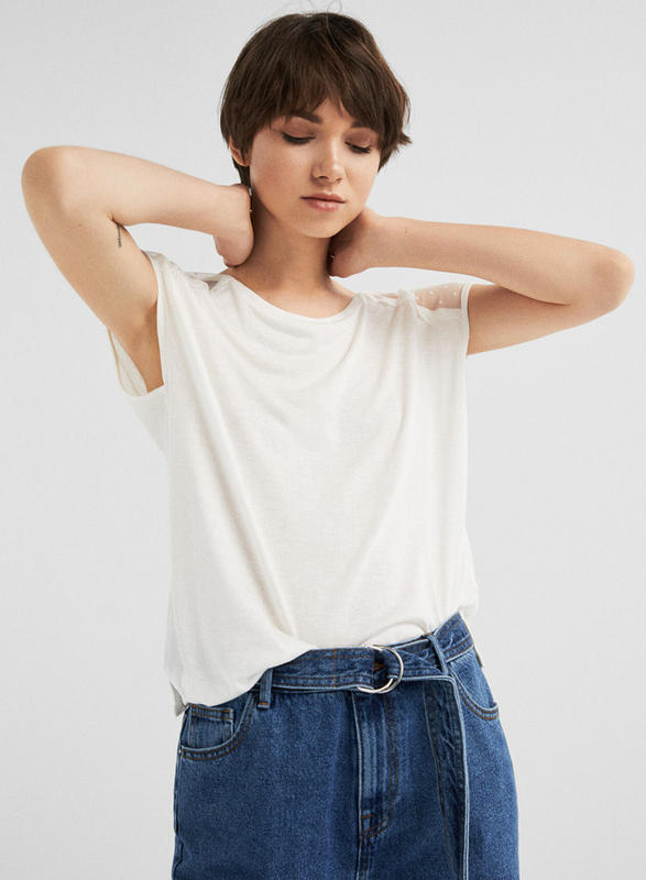 Springfield Short Sleeve Top T-Shirt for Women, Small, White