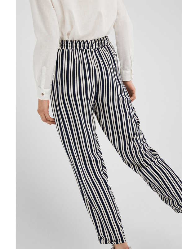 Springfield Cotton Fancy Pant for Women, Large, Blue/White