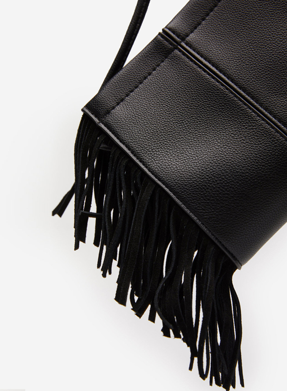 Springfield Fringe Details Crossbody Bag for Women, Black