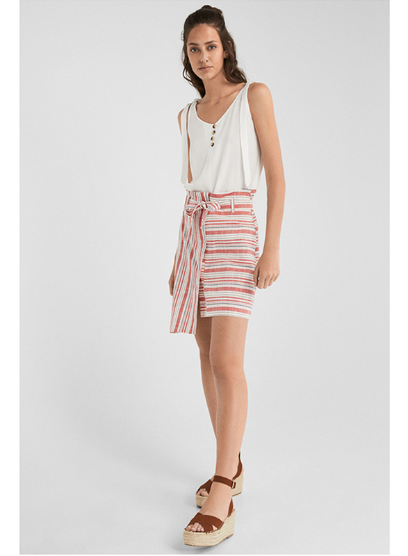 Springfield Striped Mini Skirt, Large, Wine Red