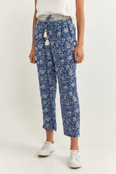 Springfield Floaty Printed Trousers for Women, 38 EU, Blue