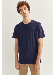 Springfield Basic Short Sleeve Round Neck T-Shirt for Men, Small, Medium Blue