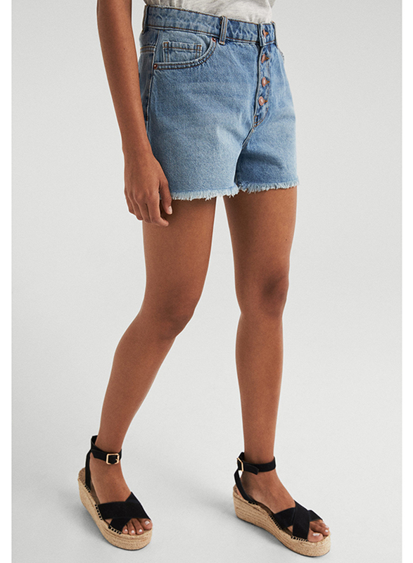 Springfield Denim Bermuda Shorts for Women, 34 EU, Medium Blue