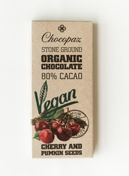 Chocopaz Organic Vegan Chocolate with Cherry and Pumpkin Seed, 47 grams