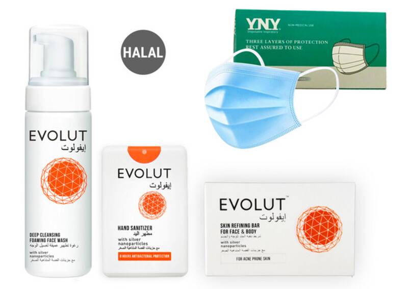 Evolut - Family 3 pieces Kit (Foam, Soap, 3 Sanitizers)+ (FREE) 50 PIECES DISPOSABLE 3 PLY FACE MASK