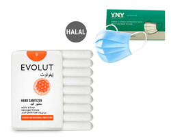 Evolut - Protection For Every Day, Kit (10 Sanitizers) + 50 PIECES DISPOSABLE 3 PLY FACE MASK