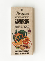 Chocopaz Organic Vegan Chocolate with Pistachios and Orange, 47 grams
