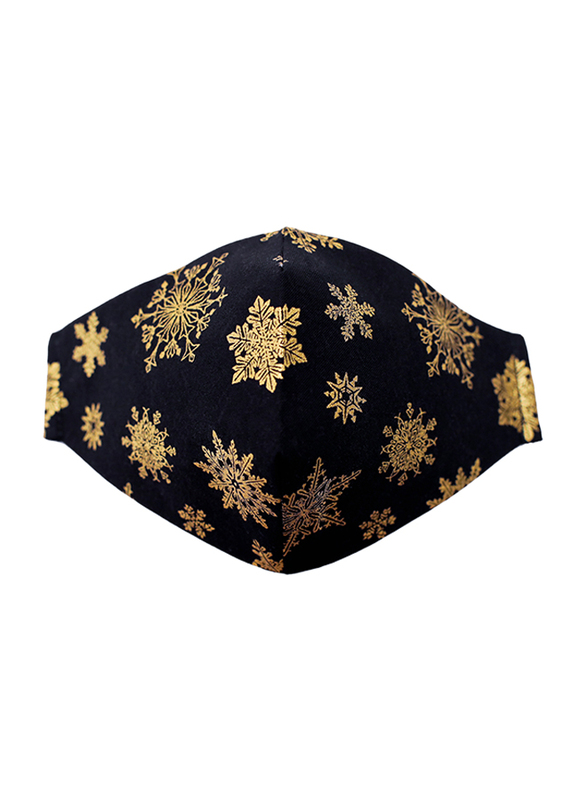 Praana Pure Marhaba Gold Cotton Face Mask, Gold/Black, Medium
