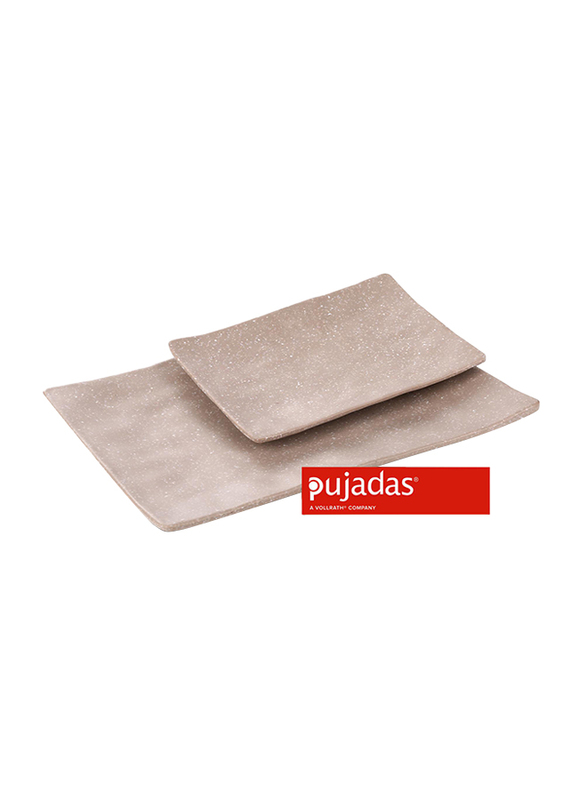 

Pujadas 30cm Melamine Rectangle Curved Serving Stone Board, 30 x 20 x 2.5cm, Brown