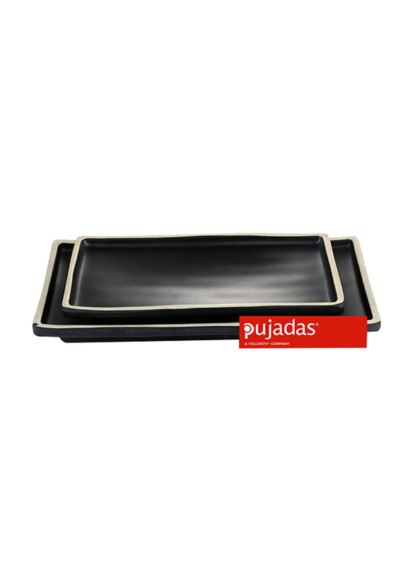 

Pujadas 26cm Melamine Rectangle Terracotta Tray, 26 x 13 x 3cm, Black