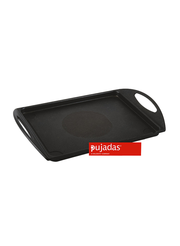 

Pujadas 34cm Cast Aluminum Rectangular Hot-Plate with Handles, 34 x 26 x 2.5cm, Black