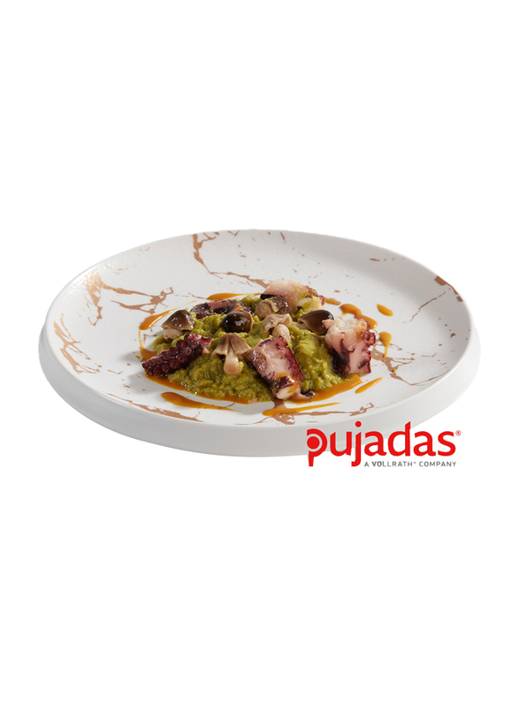

Pujadas 23cm Melamine Golden Serving Plate, 23 x 3cm, P22344, White/Gold