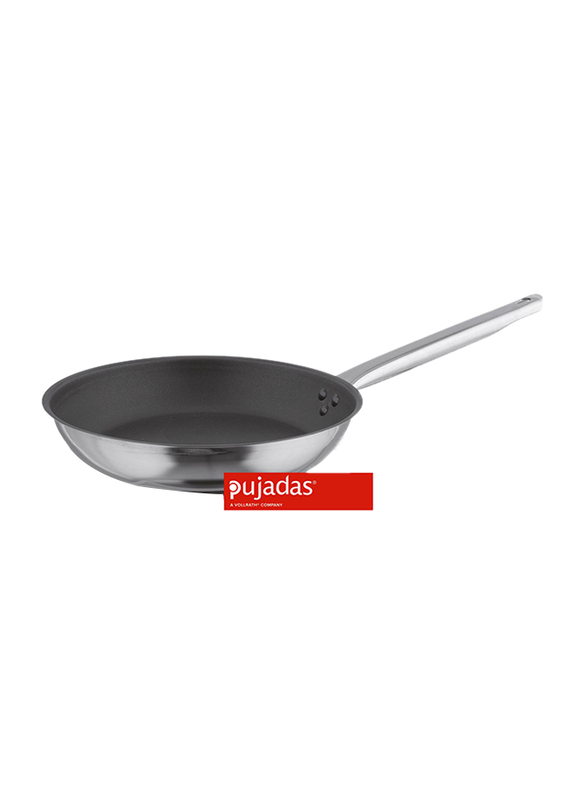 

Pujadas 40cm Ergos Excalibur Non Stick Stainless Steel Frying Pan, 40 x 6.5cm, Silver/Black