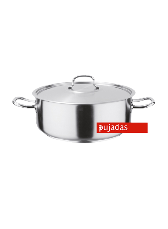 

Pujadas 40cm Stainless Steel Casserole with Lid, 19.5 Ltr, 40 x 15.5cm, Silver