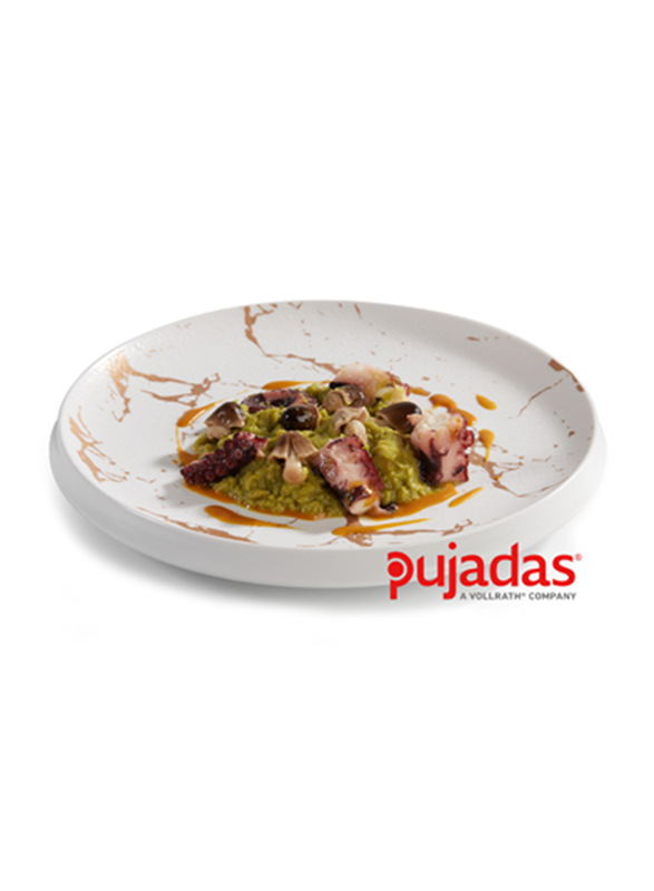 

Pujadas 32cm Melamine Plate, 32 x 4cm, Gold/White