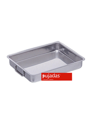 Pujadas 35cm Stainless Steel Rectangle Roasting Pan with Falling Handles, 5.2 Ltr, 35 x 27 x 5.5cm, Silver