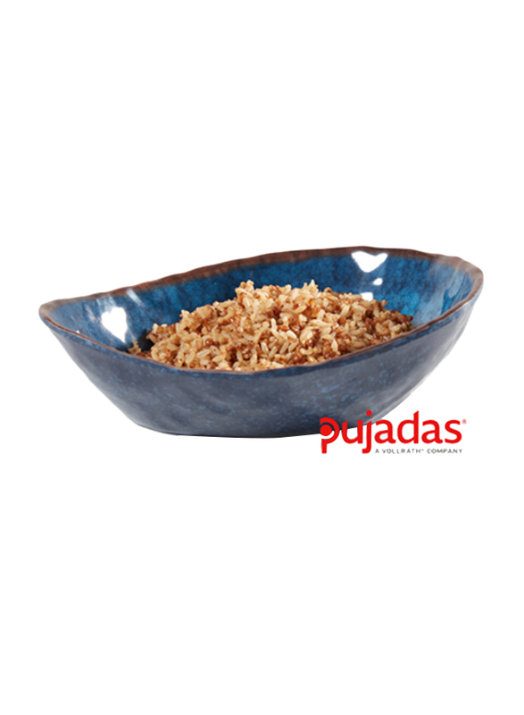 

Pujadas 23cm Water Melamine Oval Deep Serving Bowl, 23 x 17.5 x 6.5cm, Blue/Brown