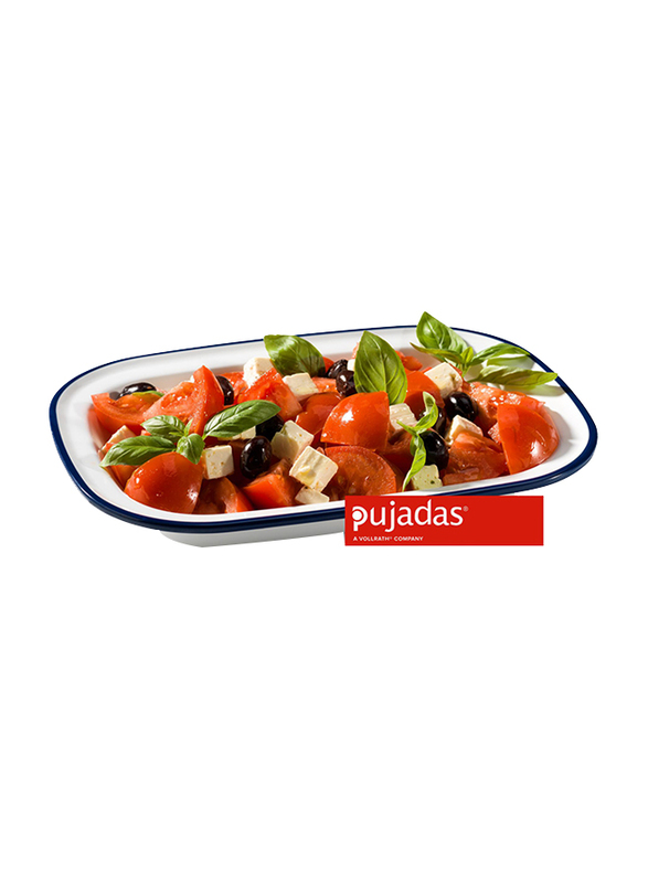 

Pujadas 23cm Melamine Rectangle Oblong Mediter Plate, 23 x 17.5 x 4.5cm, White