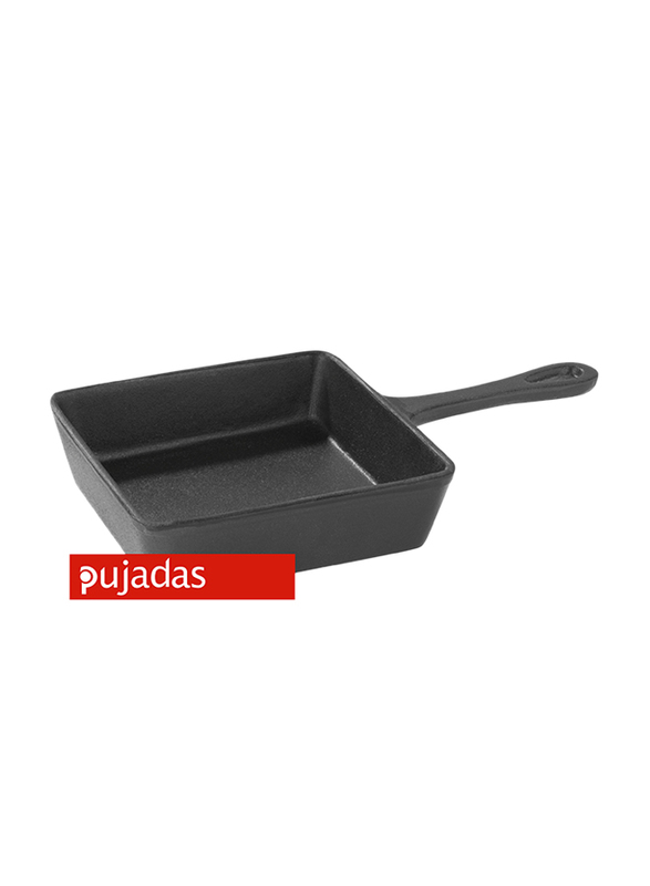 

Pujadas 13.6cm Cast Iron Mini Squared Frying Pan, 23.3 x 13.6 x 3.6cm, Black