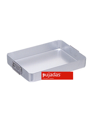 Pujadas 35cm Aluminium Rectangular Roasting Pan with Falling Handles, 1 Ltr, 35 x 27 x 5.5cm, Silver
