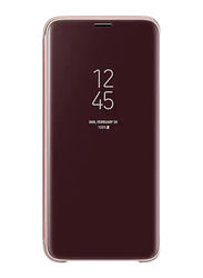 Samsung Clear View Standing Flip Case Cover for Samsung Galaxy S9 Mobile Phone, Gold